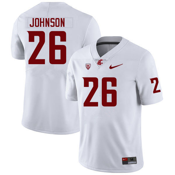 Men #26 David Johnson Washington State Cougars College Football Jerseys Sale-White - Click Image to Close